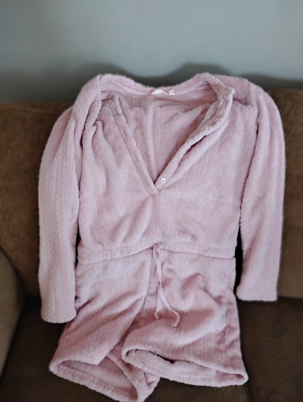 La Vie En Rose Light Pink Plush Pajama Romper